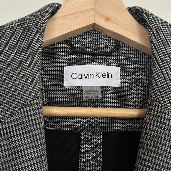 Calvin Klein Womens 14W Black Mini Houndstooth Blazer Jacket Career New - Picture 4 of 10